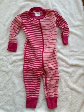 Hanna Andersson Pink & Fuchsia Striped Zip Front Footie